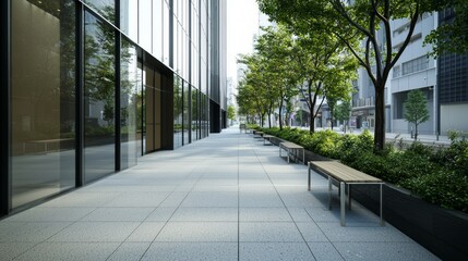 Minimalist Sidewalk in Newly Developed Urban Environment