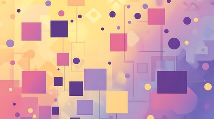 Abstract Geometric Design with Pastel Squares and Circles