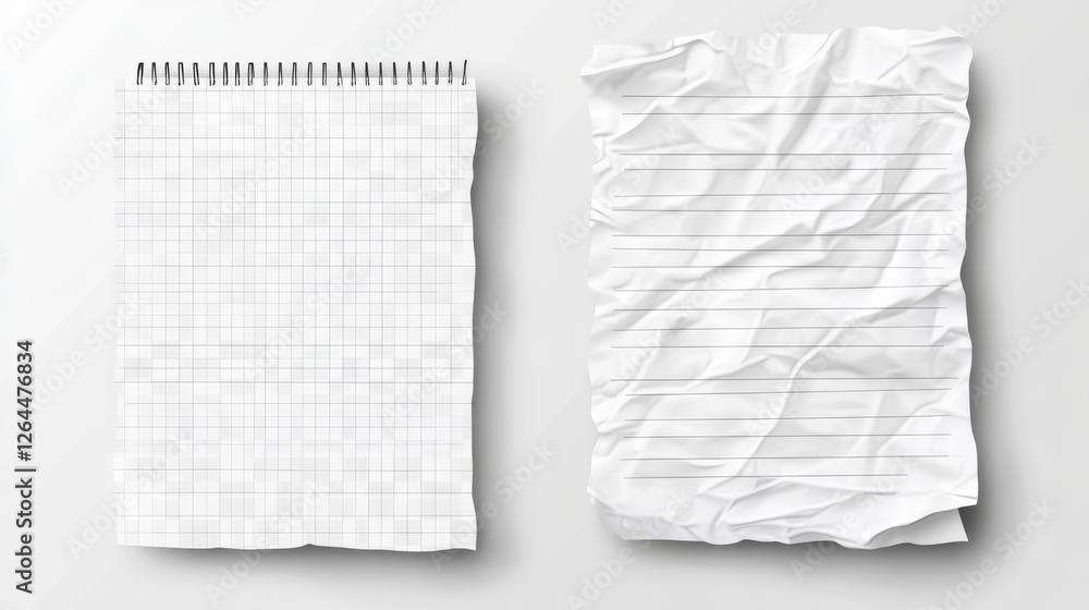 Poster notebook paper sheets set isolated on transparent background. vector realistic illustration of blank
