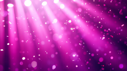 Pink spotlight stage background. Disco party projector light concert or show scene. Magic beam glow for nightclub or award winner with confetti glitter. Congratulation performance bg for celebrity