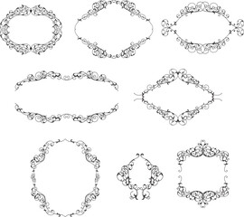 Premium Gold vintage baroque frame scroll ornament engraving border floral retro pattern antique style acanthus foliage swirl decorative design element filigree calligraphy. Vintage frame design