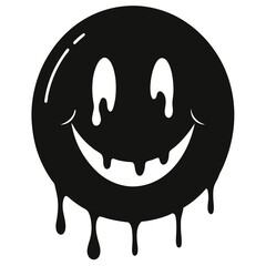 silhouette vector of melting smiley face icon