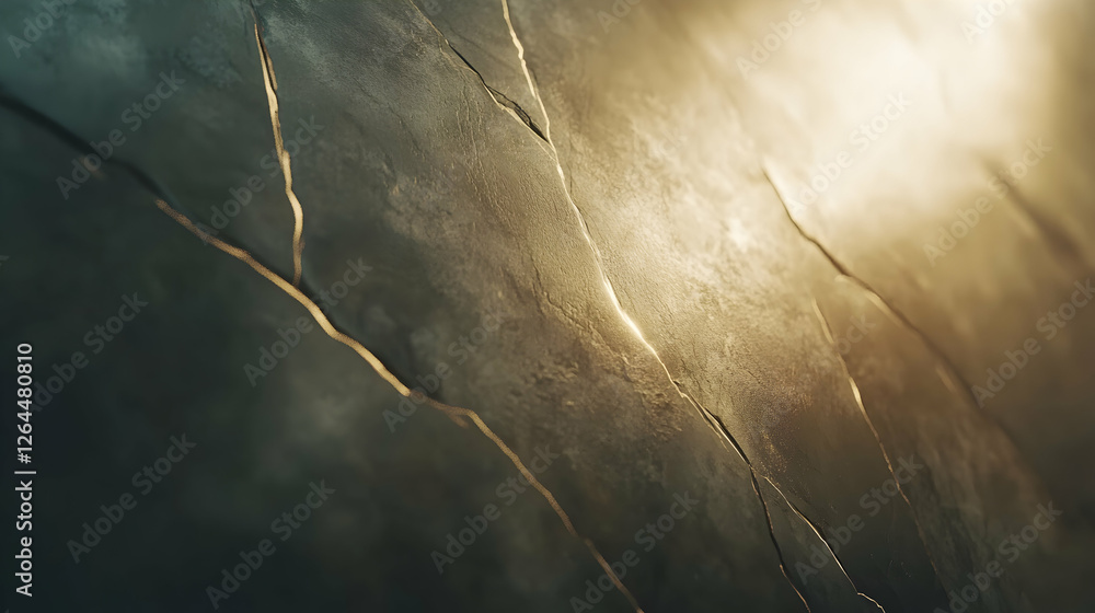 Poster abstract textured background featuring a dark, cracked surface illuminated by warm light, creating a