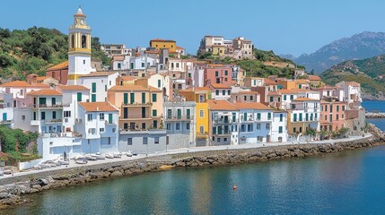 Obraz premium Picturesque Coastal Italian Village Seascape Architecture Panorama