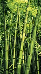 Retro bamboo forest sunshine pattern illustration poster background