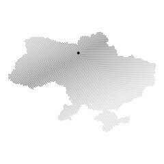 Dotted map of Ukraine with the center in Kyiv