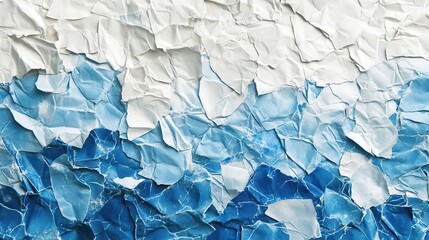 Obraz premium Crumpled Blue White Paper Texture Background