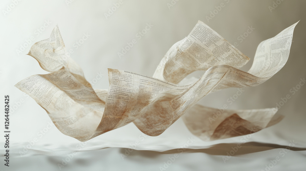 Poster realistic animation set of craft paper sheet falling down isolated on transparent background. vector