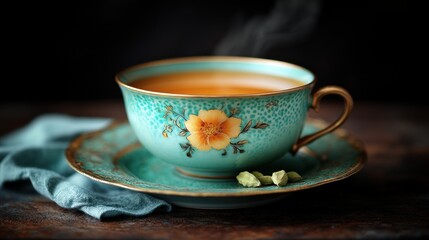 Aromatic Steam Rising from a Vintage Teacup