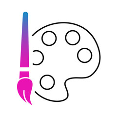 Paint palette and brush icon. Artistic expression, imagination, new concepts, brainstorming, and idea generation.