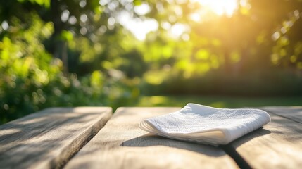 Relaxed Napkin Placement on a Rustic Restaurant Table