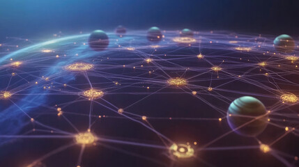 An abstract glowing grid of stars and planets, symbolizing the precision of universal space measurement.
