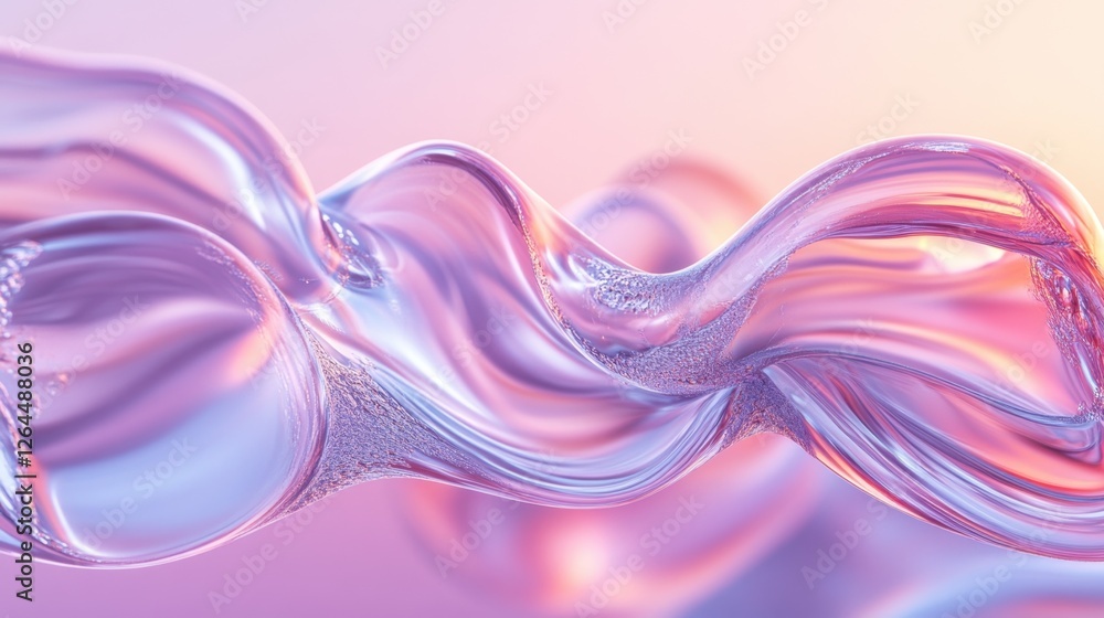 Aufkleber abstract transparent glass seamless bubble with fluid lines on a prismatic background, 3d rendering 
