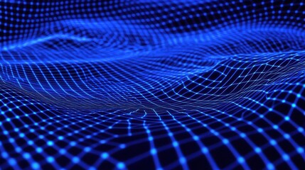 Blue virtual technology background with lines and grids