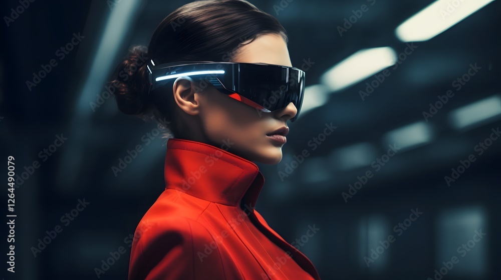 Poster futuristic virtual assistant chatbot seamlessly integrated with wearable smart glasses enabling inte