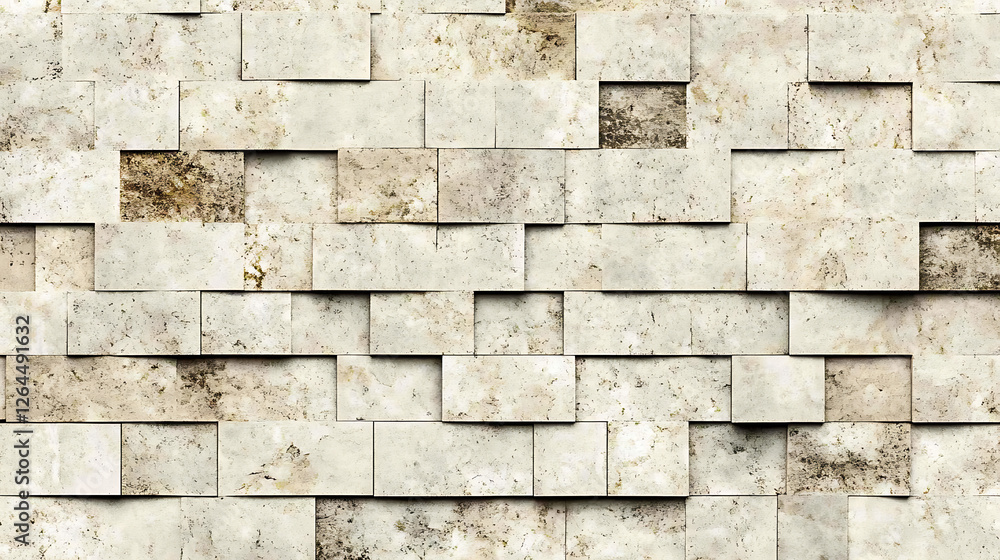 Poster elegant dimensional stone textured wall background with rectangular blocks design