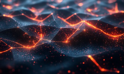 Abstract polygonal glowing layers forming chaotic textures, Generative AI