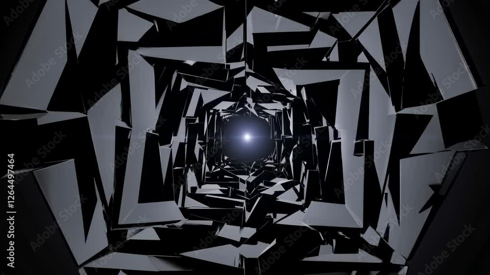 Aufkleber abstract tunnel of interconnected geometric frames leading to a glowing ligh