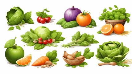 vibrant design of healthy organic food illustration isolated on a clean white background
