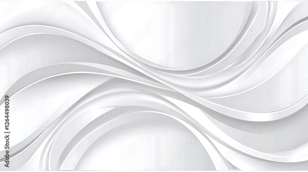 Poster elegant white waves abstract design background with soft shadows artistic and smooth light patterns