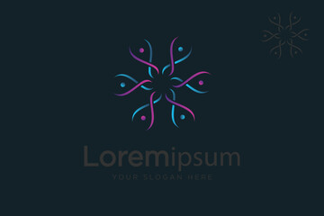 Community Flower People Logo.  Flower Colorful Logo Vector Design Template.