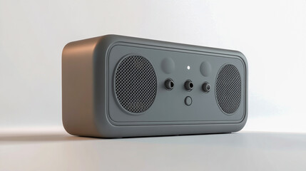 Fototapeta premium A sleek, gray wireless portable speaker with power and microphone buttons