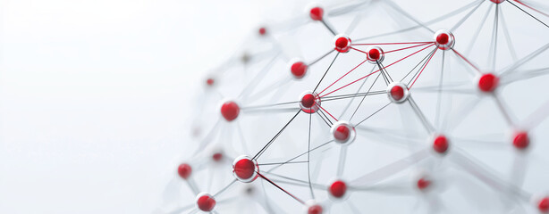 3D network structure with red nodes and connections, symbolizing efficiency