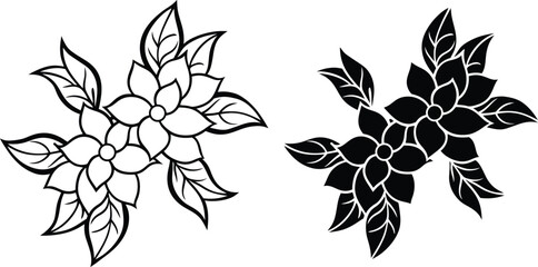 Fototapeta premium Elegant Black and White Floral Designs Tattoo Style Flowers