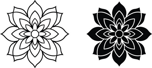 Floral Mandala Designs Line Art, Black, White, Symmetrical, Flower, Pattern, Ornament, Circular, Geo
