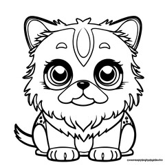 Black and white cute dog vector for coloring, for prints, pattern 