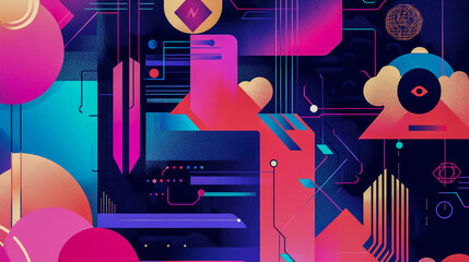 Abstract vector illustration showcasing AI-powered customer experience management