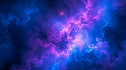 A high-resolution abstract background image featuring swirling nebulae in vibrant blues, purples, and pinks, rendered in a photorealistic style with a focus on depth and luminosity.
