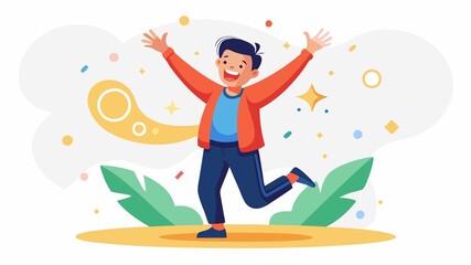 His joyful expression and exuberant movements celebrate a significant career achievement.