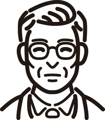 人物　男性　ミドル　シニア　ビジネス　スーツ　線　シンプル　アイコン　イラスト　素材