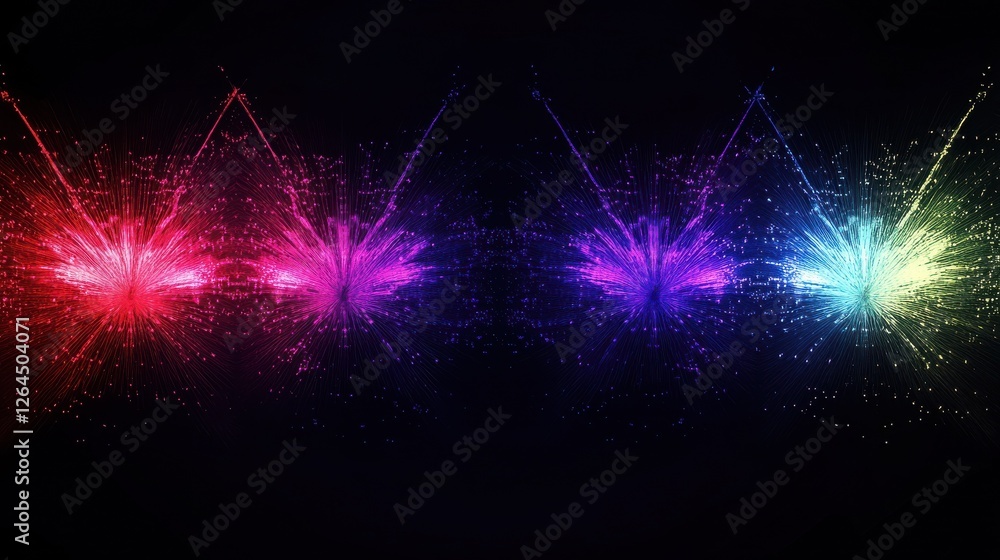 Poster 36. abstract firework background with free space for text. vibrant display of colorful fireworks bur