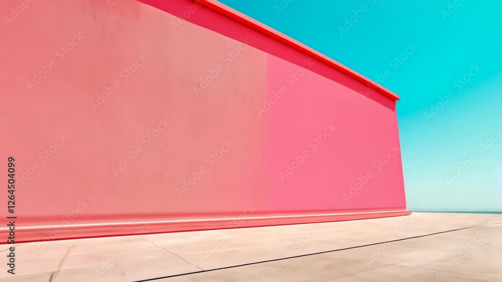 Poster minimalistic abstract architecture with colorful gradient background in ar 169 style featuring bold 