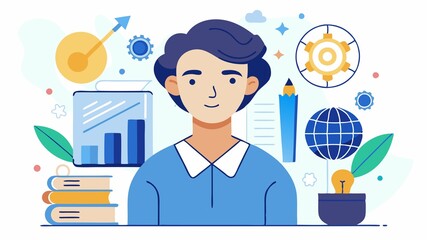 Her attentive expression and focused gaze reveal her dedication to research and learning.