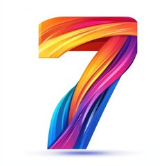 number 7 with abstract motion lines icon logo illustration isolated on white background