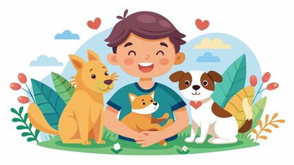 Fototapeta premium The image evokes feelings of warmth, innocence, and the simple joys of animal companionship.