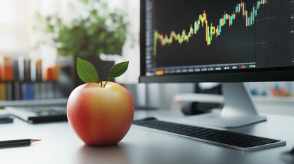 Business financial concept with trading chart and business graphs on digital screen. 3D Rendering