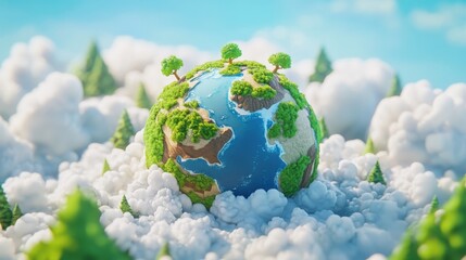 earth globe 3d cartoon style illustration