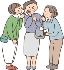 井戸端会議をするシニア女性たち