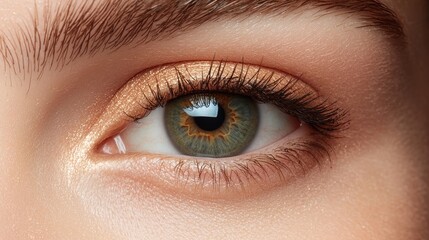 Obraz premium Eyebrow fashion style design concept. Closeup portrait of a glamorous female eye with natural styled eyebrows and lush eyelashes