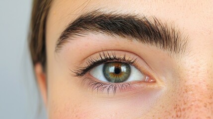 Fototapeta premium Eyebrow fashion style design concept. Close up Elegant Eye Makeup and Styled Eyebrows of a Female Model in Studio