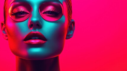 Eyebrow fashion style design concept. Futuristic Eyebrow Design with Holographic Reflection in Neon Tones