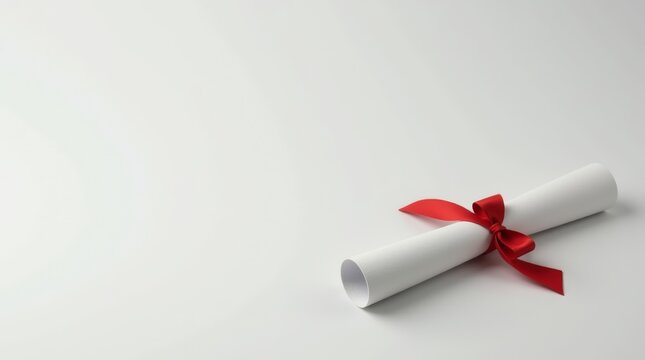 diploma scroll placed on a simple background, highlighting its elegance and significance in the context of education and achievement