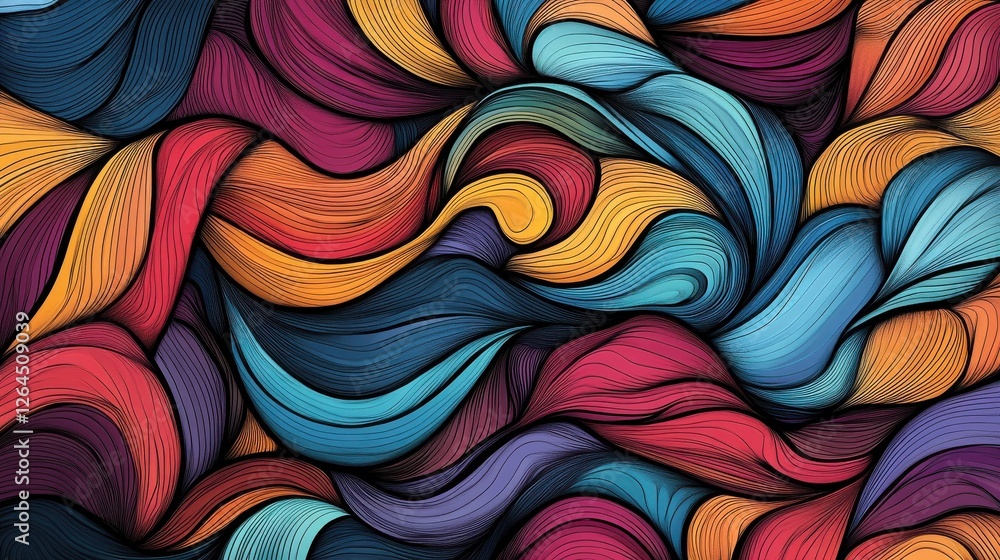 Aufkleber an abstract design of colorful lines and waves