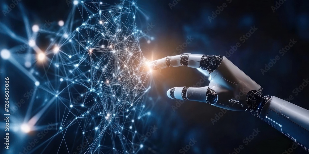 Poster artificial intelligence robot connection artificial technology.