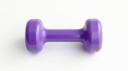 Purple dumbbell on white background, fitness accessory for gym, home training, physical exercise, and healthy lifestyle design concepts
