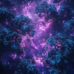 Naklejka premium Enchanted Forest with Glowing Trees and Mysterious Atmosphere